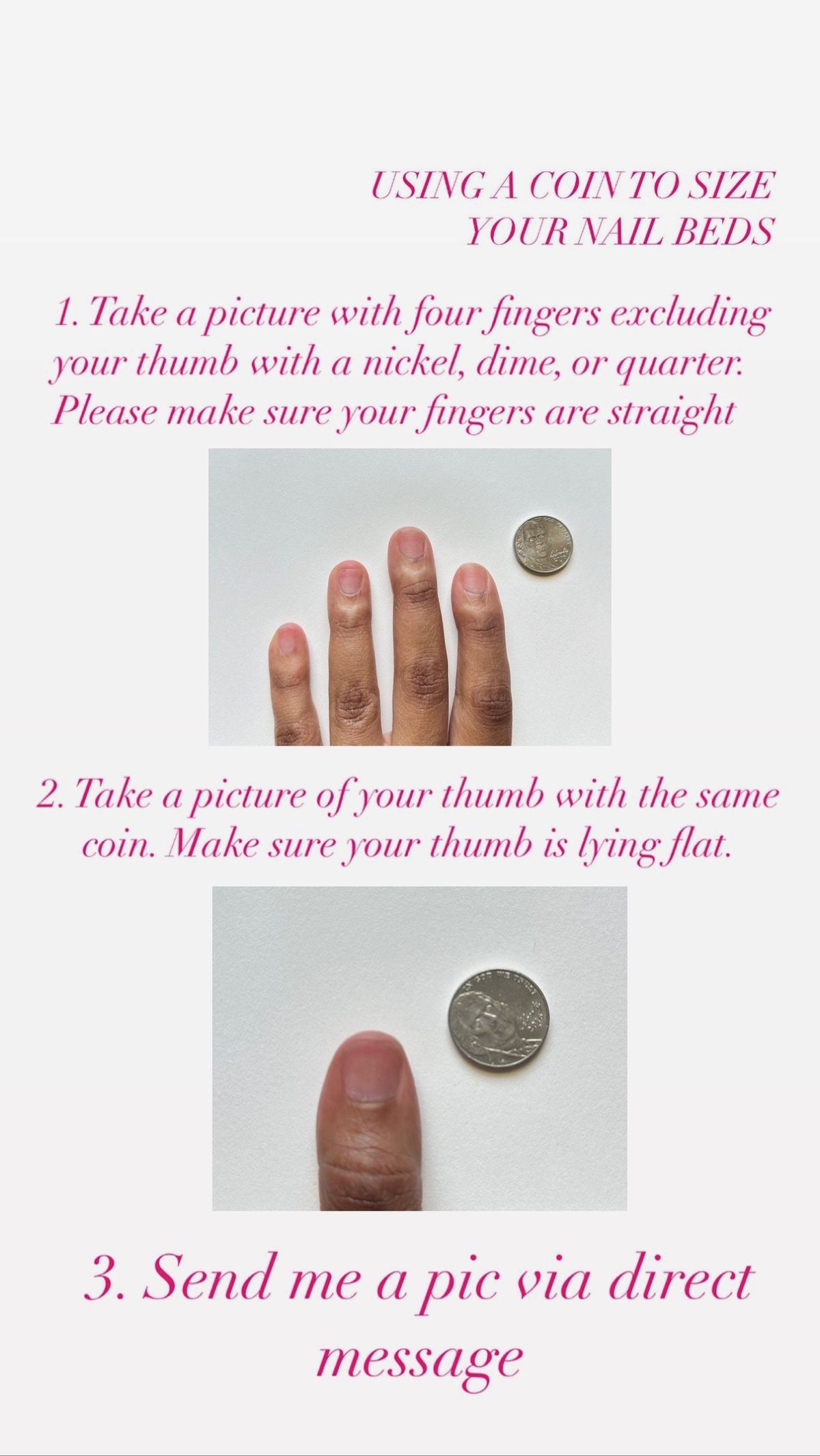 How to size nails using a coin for reference